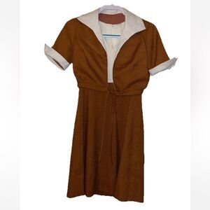 VTG 1960s Two Piece Outfit Embroidered Dress And Jacket